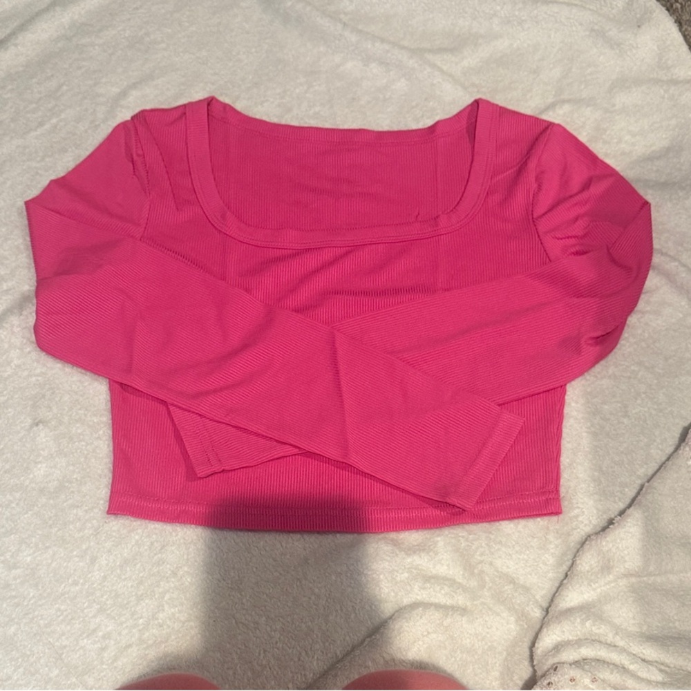 Women's Pink White and Black 3 pieces Long Sleeve Crop Top